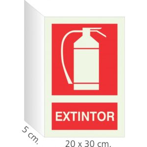cartel extintor doble faz 20 x 30 cm