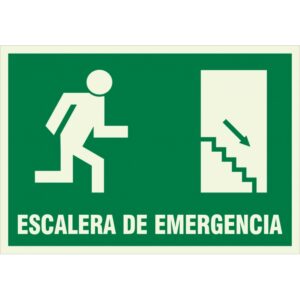 Cartel fotoluminicente escalera de emergencia 19,5 x 28 cm