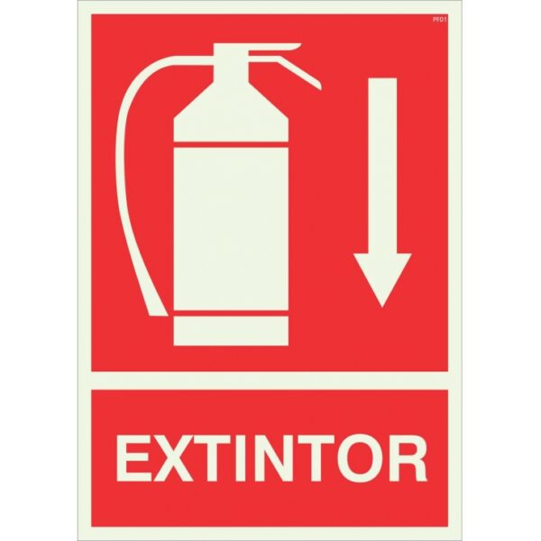 Cartel fotoluminiscente de extintor 21 x 29,5cm