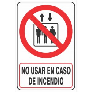 Cartel no usar en caso de incendio 20 x 30 cm