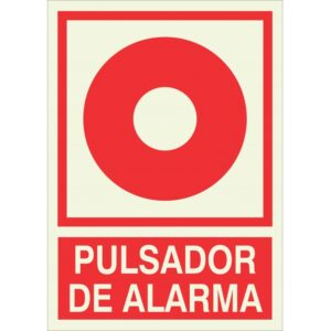 Cartel fotoluminiscente pulsador de alarma 17 x 23,8 cm