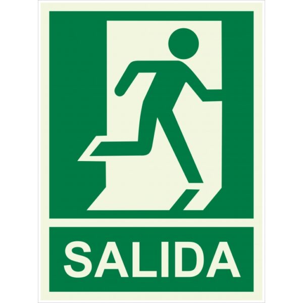 Cartel salida fotoluminicente 30 x 40 cm
