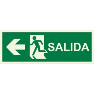 Cartel Fotoluminiscente Salida 10 x 29,5cm