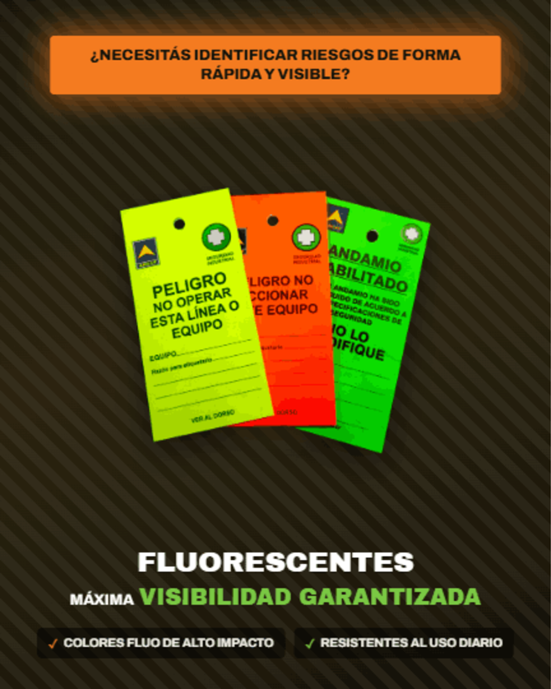 Etiquetas y carteles fluorescentes de alta visibilidad para señalización de riesgos - Perlyna, versión móvil