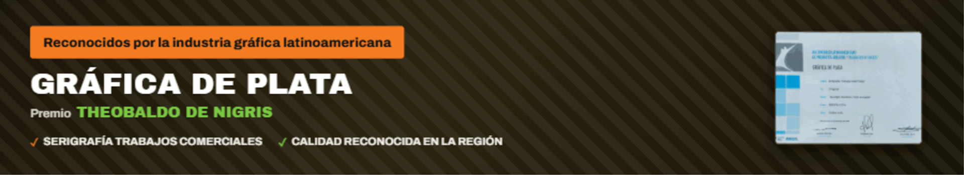 Perlyna, Premio Gráfica de Plata Theobaldo de Nigris por calidad en trabajos de serigrafía